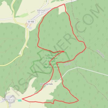 Trace GPS Saussy-Vernot, itinéraire, parcours