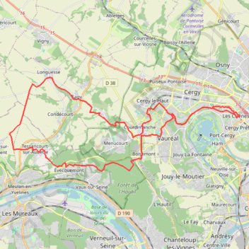 Trace GPS Cergy - Hautil - Tessancourt - Sagy, itinéraire, parcours