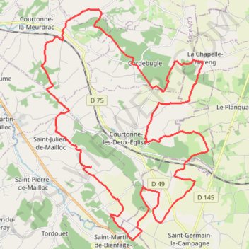 Trace GPS Circuit Courtonnais - Saint-Julien-de-Mailloc, itinéraire, parcours