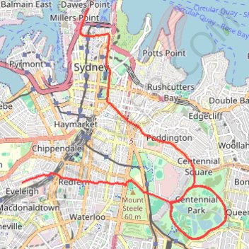 Trace GPS Centennial Park - Sydney, itinéraire, parcours