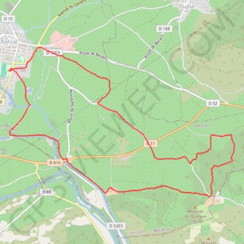 Trace GPS Olonzac la pierre du Tourril, itinéraire, parcours