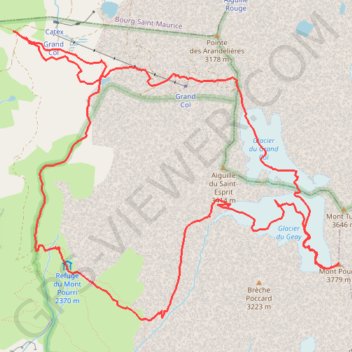 Trace GPS Vanoise-Mont Pourri depuis le col de la Chal (Arc), itinéraire, parcours