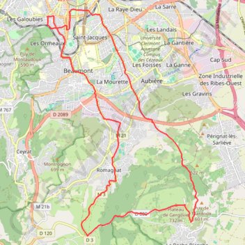 Trace GPS Plateau de Gergovie v2, itinéraire, parcours