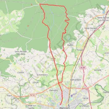 Trace GPS Montée à la croix de Médavy par la route et descente par le GR et des chemins, itinéraire, parcours