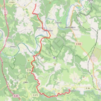 Trace GPS Itineraire baladou - rocamadour, itinéraire, parcours