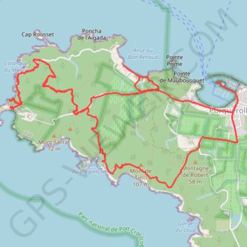 Trace GPS Porquerolles Ouest, itinéraire, parcours