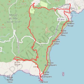 Trace GPS Cap Sicié et Forêt de Janas, itinéraire, parcours