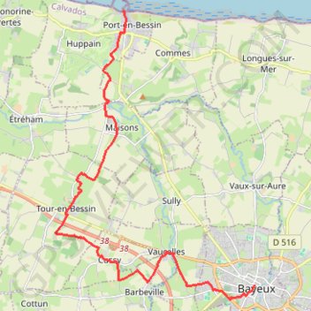 Trace GPS PortEnBessin-Bayeux, itinéraire, parcours
