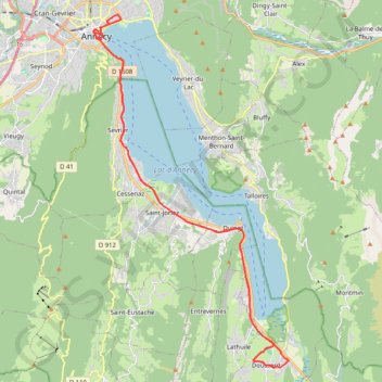 Trace GPS Marathon international du Lac d'Annecy, itinéraire, parcours