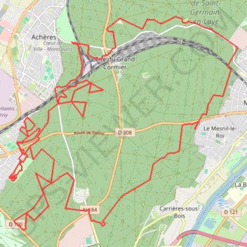 Trace GPS G2 36 km et 275 m Exploration du Parc forestier de la Charmille, retour par la Croix Pucelle, itinéraire, parcours