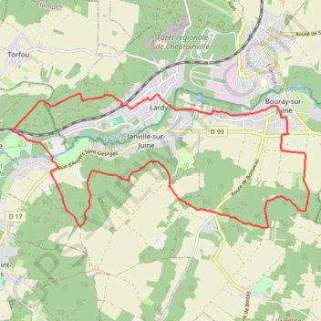 Trace GPS Bouray-sur-Juine Lardy Janville, itinéraire, parcours