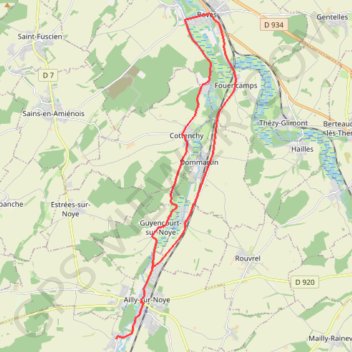 Trace GPS Le Val de Noye - Boucle de Boves, itinéraire, parcours