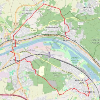 Trace GPS De Vernouillet à Vaux-sur-Seine, itinéraire, parcours
