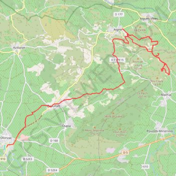 Trace GPS D'Aigne-Minervois à Olonzac, itinéraire, parcours