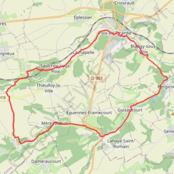 Trace GPS Les Evoissons - Poix-de-Picardie, itinéraire, parcours