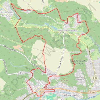 Trace GPS Chevreuse - Milon-La-Chapelle - Chemin Jean Racine, itinéraire, parcours