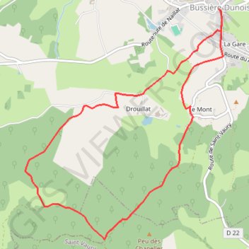 Trace GPS Circuit de Bussière-Dunoise, itinéraire, parcours