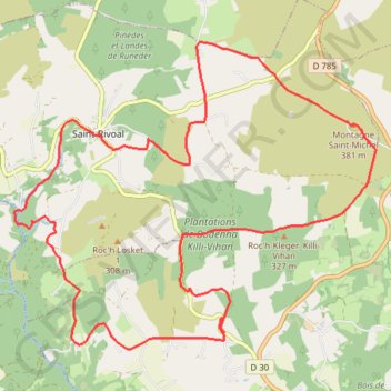 Trace GPS Balade autour de Saint-Rivoal, itinéraire, parcours