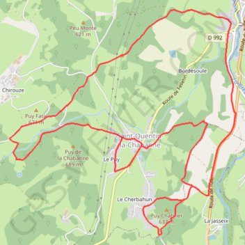 Trace GPS Boucle de Saint-Quentin la Chabanne, itinéraire, parcours