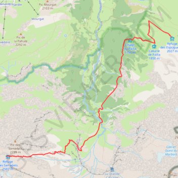 Trace GPS Refuge d'Espuguette refuge des Sarradets, itinéraire, parcours