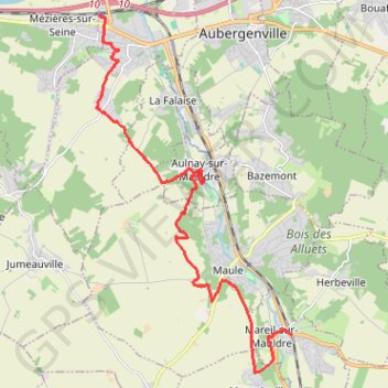 Trace GPS La vallée de la Mauldre - Epône, itinéraire, parcours