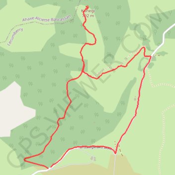 Trace GPS Kohegi (Coheguy) depuis la route du col des Palombières, itinéraire, parcours