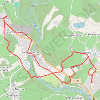 Trace GPS Boucle depuis Saint-Sulpice-de-Cognac, itinéraire, parcours