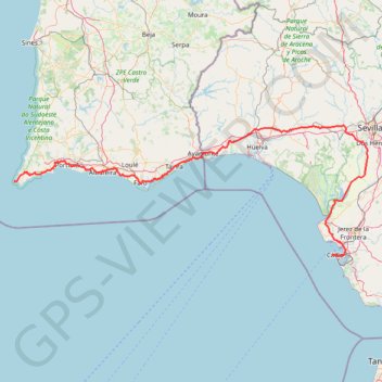 Trace GPS Vila do Bispo -> Distrito 4 (483,3 km), itinéraire, parcours