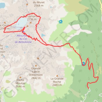 Trace GPS Pic de Belledonne Grand tour horaire (Belledonne), itinéraire, parcours