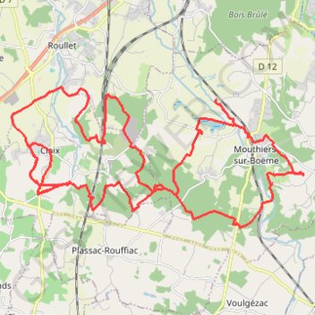 Trace GPS VTT Claix Gersac Mouthiers Meulières, itinéraire, parcours