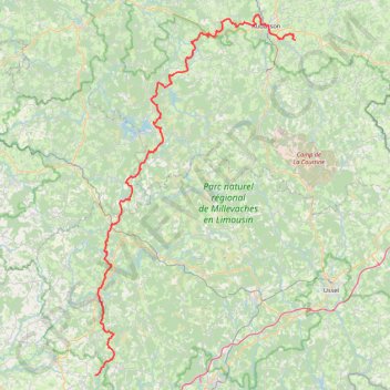 Trace GPS GR46 De Saint-Pardoux-le-Neuf (Creuse) à La Méchaussie (Corrèze), itinéraire, parcours