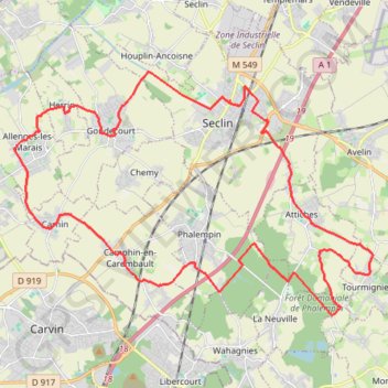 Trace GPS Le Carembault - Seclin, itinéraire, parcours
