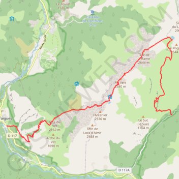 Trace GPS De Valsenestre à Entraigue par les crêtes, itinéraire, parcours