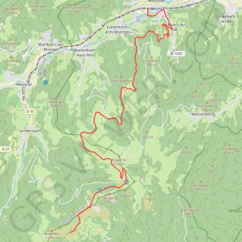 Trace GPS Tour de la grande Vallée de Munster (refuge du Hilsen - Munster), itinéraire, parcours