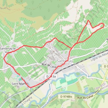 Trace GPS Santenay - Le Moulin SORINE, itinéraire, parcours