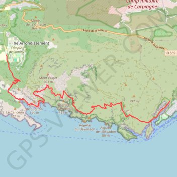 Trace GPS Morgiou Cassis, itinéraire, parcours