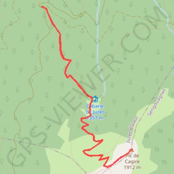Trace GPS Pic de Cagire depuis le parking de La couage (Juzet d'izault), itinéraire, parcours