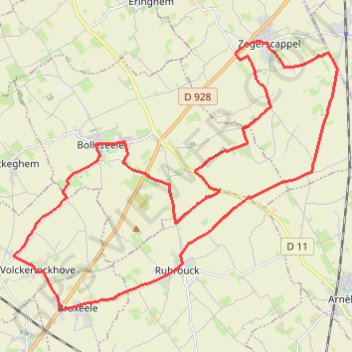 Trace GPS Boucle de Volckerinckhove, itinéraire, parcours