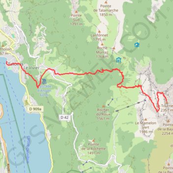 Trace GPS Montée de la Tournette depuis le Lac d'Annecy, itinéraire, parcours