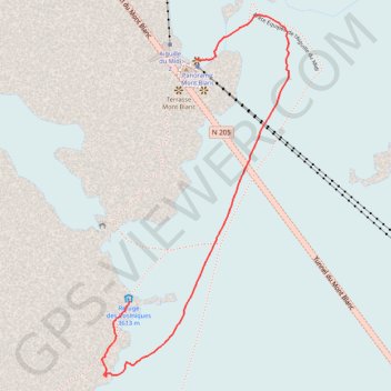 Trace GPS Arête à Laurence depuis l'Aiguille du Midi, itinéraire, parcours