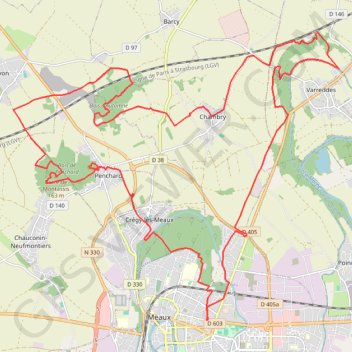Trace GPS tour 33km penchard varreddes, itinéraire, parcours