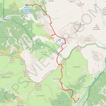 Trace GPS J1 - St-Grat >> Madone de Fenestre, itinéraire, parcours