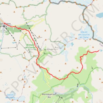Trace GPS Refuge du Caro - Val-D'Isère, itinéraire, parcours