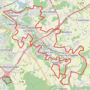 Trace GPS Boucle Voulangis - Esbly - Quincy, itinéraire, parcours