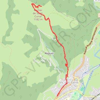 Trace GPS L'ermitage de Saint Curial au départ de Vic sur Cère, itinéraire, parcours