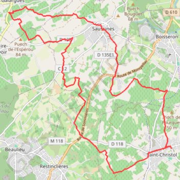 Trace GPS Coteaux de Saussines, itinéraire, parcours