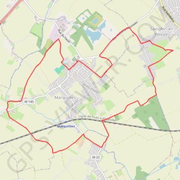 Trace GPS Autour de la Libaude - Marquillies, itinéraire, parcours