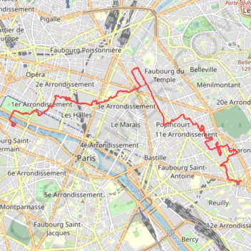 Trace GPS Du MO à Nation via les jardins, parcs et squares parisiens, itinéraire, parcours