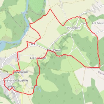Trace GPS Entre Crevant et Laveine, itinéraire, parcours