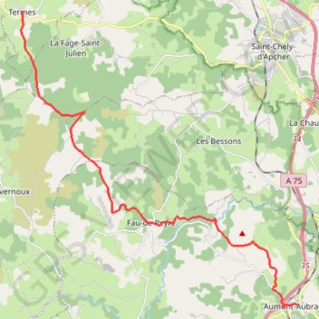 Trace GPS Tour de l'Aubrac - 08 - Termes - Aumont Aubrac, itinéraire, parcours